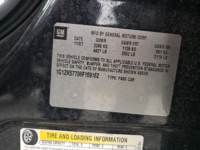 1G1ZK57798F169162 - 2008 CHEVROLET MALIBU LTZ შავი ფოტო 10