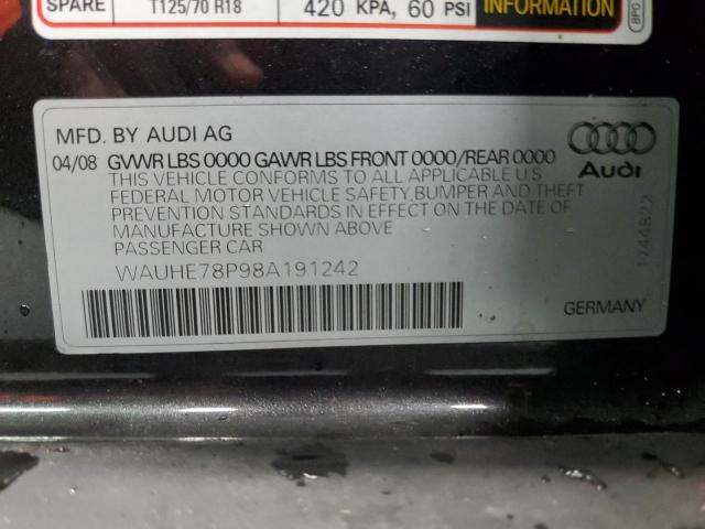 WAUHE78P98A191242 - 2008 AUDI A3 2.0 GRAY photo 10