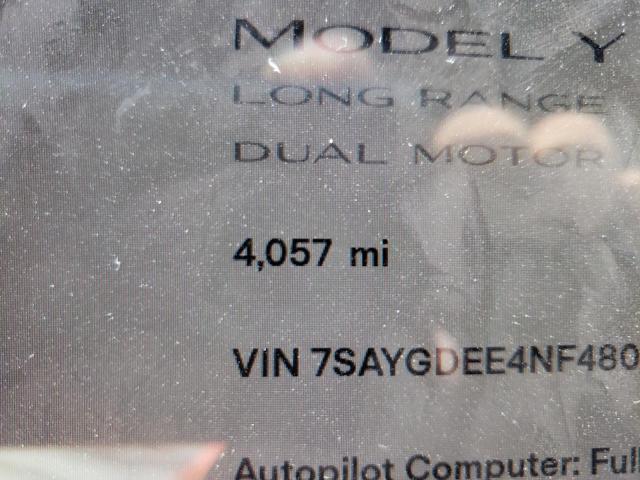 7SAYGDEE4NF480954 - 2022 TESLA MODEL Y Черный фото 9
