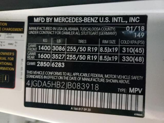 4JGDA5HB2JB083918 - 2018 MERCEDES-BENZ GLE 350 4MATIC  photo 10