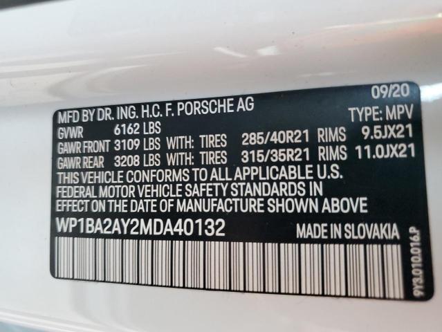 WP1BA2AY2MDA40132 - 2021 PORSCHE CAYENNE CO UNKNOWN - NOT OK FOR INV. photo 10