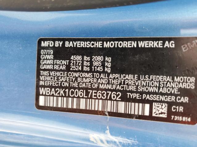 WBA2K1C06L7E63762 - 2020 BMW 230XI BLUE photo 10