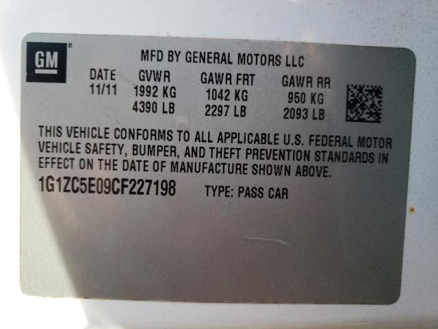 1G1ZC5E09CF227198 - 2012 CHEVROLET MALIBU 1LT თეთრი ფოტო 10