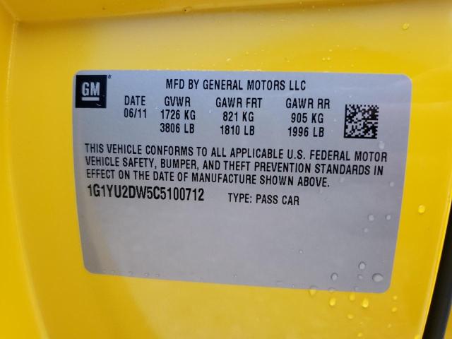 1G1YU2DW5C5100712 - 2012 CHEVROLET CORVETTE G YELLOW photo 10