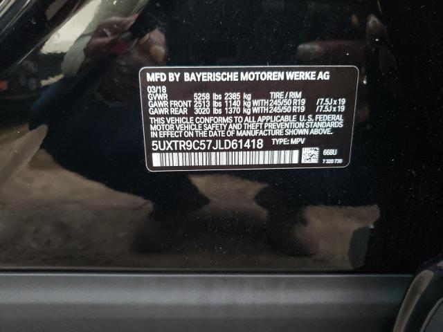 5UXTR9C57JLD61418 - 2018 BMW X3 XDRIVE3 BLACK photo 10