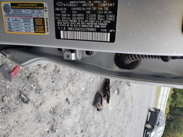 KM8J33A29JU789865 - 2018 HYUNDAI TUCSON VAL SILVER photo 10