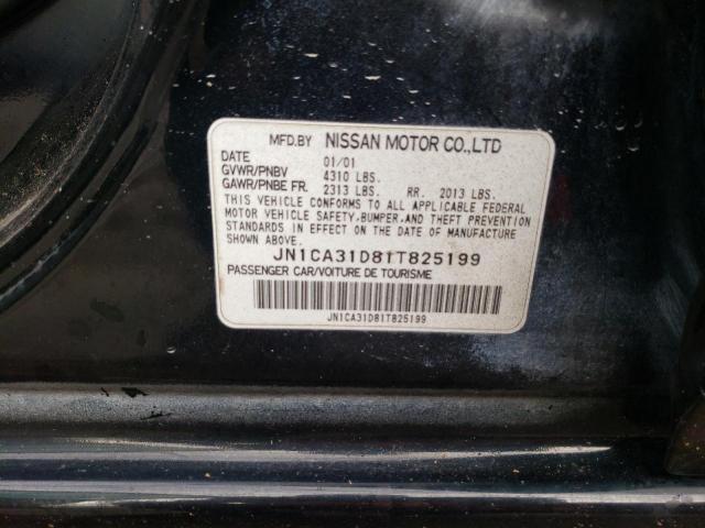 JN1CA31D81T825199 - 2001 NISSAN MAXIMA GXE BLACK photo 10