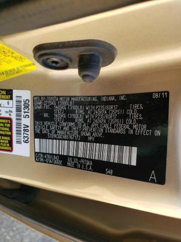 5TDYK3DC4BS167173 - 2011 TOYOTA SIENNA XLE GOLD photo 10