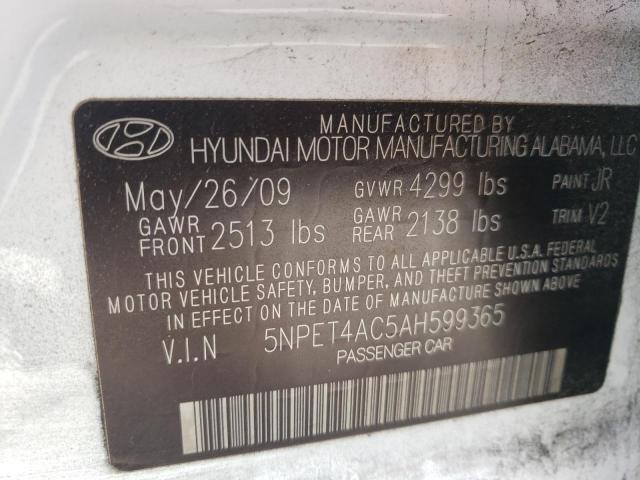 5NPET4AC5AH599365 - 2010 HYUNDAI SONATA GLS WHITE photo 10