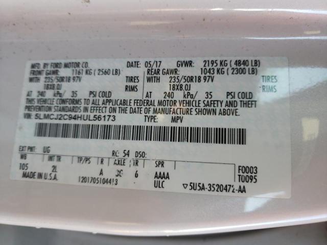 5LMCJ2C94HUL56173 - 2017 LINCOLN MKC SELECT 白色 照片 10