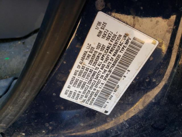 5FNRL38776B066220 - 2006 HONDA ODYSSEY EX BLUE photo 10