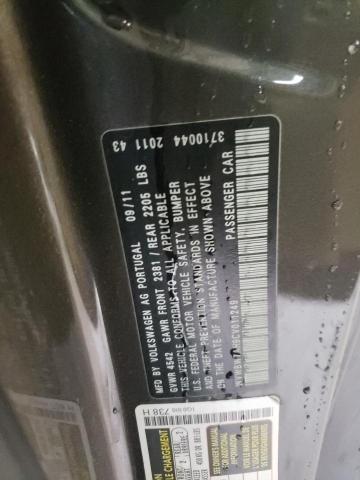 WVWBW7AH9CV011249 - 2012 VOLKSWAGEN EOS KOMFOR ნაცრისფერი ფოტო 10