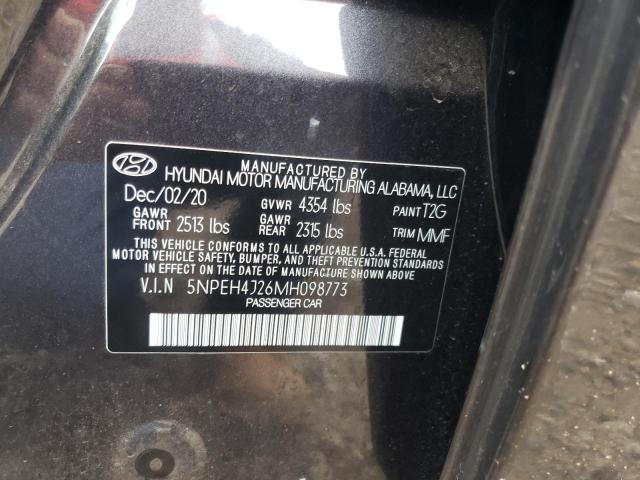 5NPEH4J26MH098773 - 2021 HYUNDAI SONATA LIM GRAY photo 10