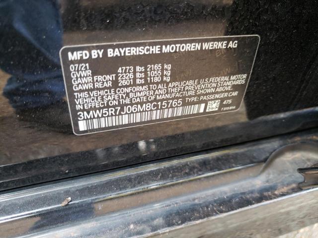 3MW5R7J06M8C15765 - 2021 BMW 330XI BLACK photo 10