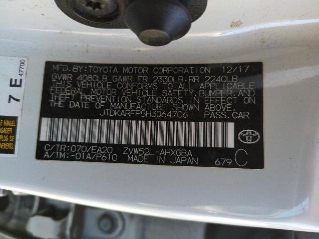 JTDKARFP5H3064706 - 2017 TOYOTA PRIUS PRIM 白色 照片 10