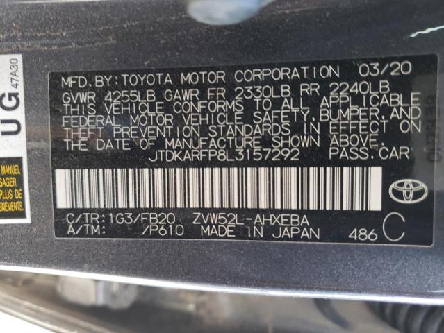 JTDKARFP8L3157292 - 2020 TOYOTA PRIUS PRIM 灰色 照片 10