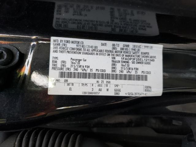 1FADP3F25EL121349 - 2014 FORD FOCUS SE BLACK photo 10