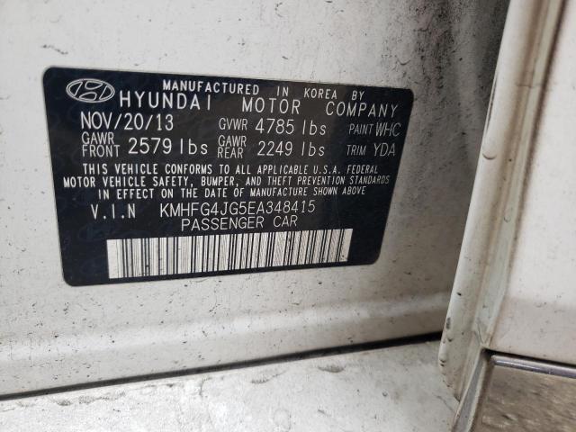 KMHFG4JG5EA348415 - 2014 HYUNDAI AZERA WHITE photo 10