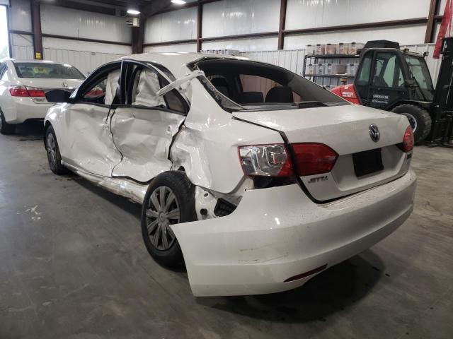 3VW2K7AJ0DM240457 - 2013 VOLKSWAGEN JETTA BASE WHITE photo 3