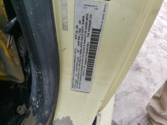 3VWCM31Y75M367051 - 2005 VOLKSWAGEN NEW BEETLE 黄色 照片 10