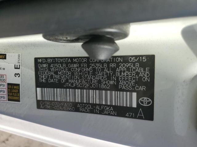 JTKJF5C72FJ011862 - 2015 TOYOTA SCION TC 白色 照片 10