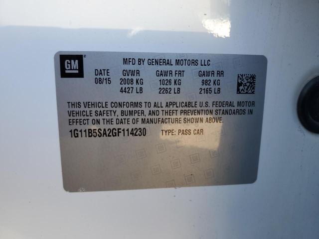 1G11B5SA2GF114230 - 2016 CHEVROLET MALIBU LIM 白色 照片 10