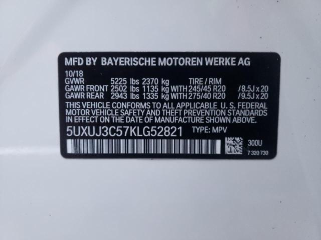 5UXUJ3C57KLG52821 - 2019 BMW X4 XDRIVE3 Weiß Foto 10