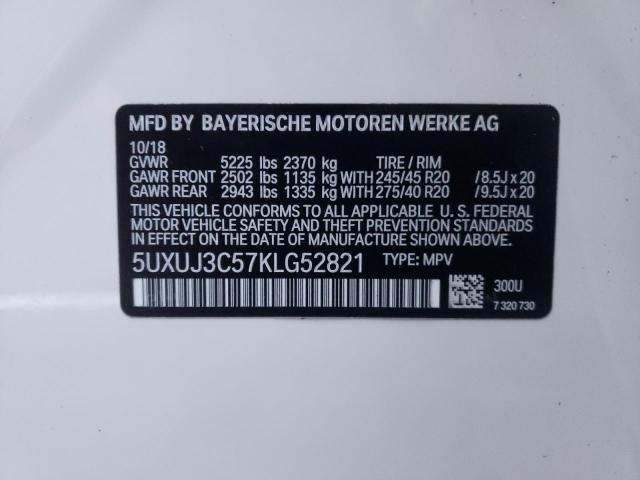 5UXUJ3C57KLG52821 - 2019 BMW X4 XDRIVE3 WHITE photo 10