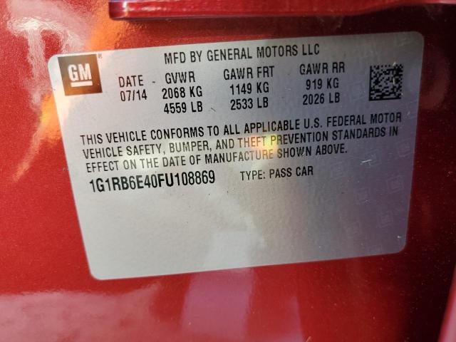 1G1RB6E40FU108869 - 2015 CHEVROLET VOLT RED photo 10