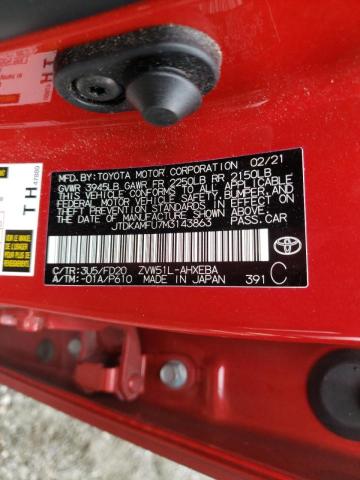 JTDKAMFU7M3143863 - 2021 TOYOTA PRIUS SPEC RED photo 10