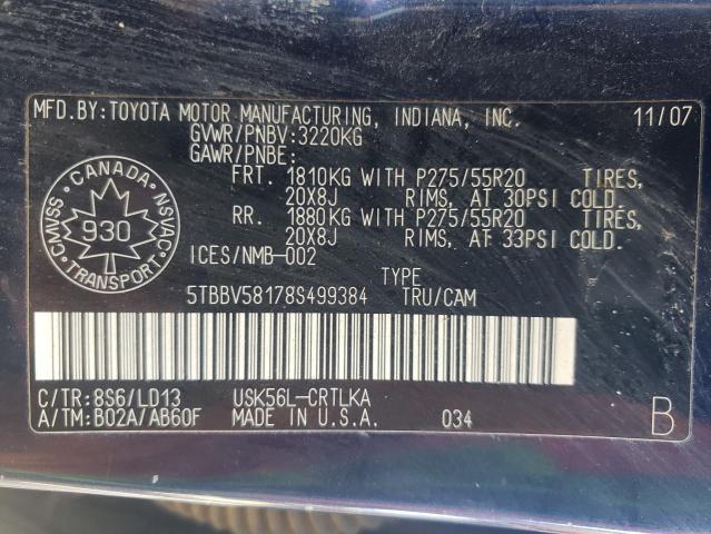 5TBBV58178S499384 - 2008 TOYOTA TUNDRA DOU BLUE photo 10