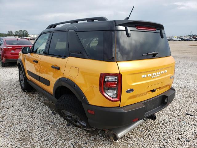 3FMCR9D90MRA61513 - 2021 FORD BRONCO SPO YELLOW photo 3