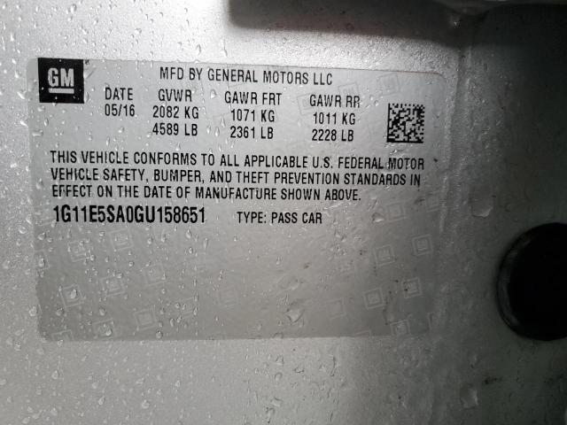 1G11E5SA0GU158651 - 2016 CHEVROLET MALIBU LIM 银色 照片 10