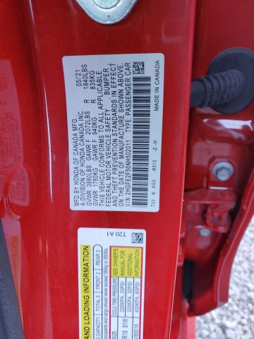 2HGFE2F56NH502011 - 2022 HONDA CIVIC SPOR 红色 照片 10