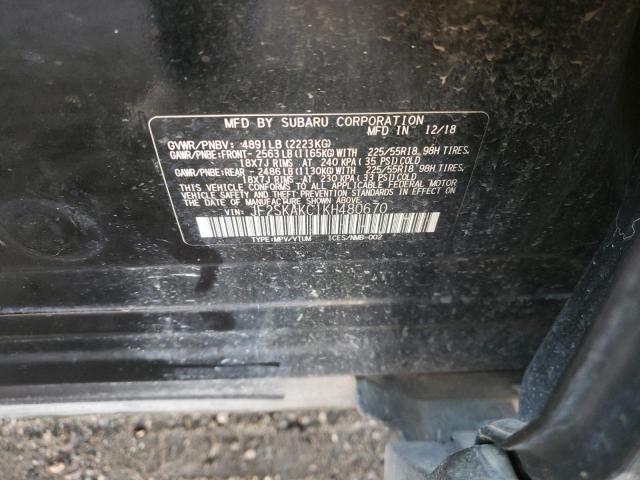 JF2SKAKC1KH480670 - 2019 SUBARU FORESTER S შავი ფოტო 10