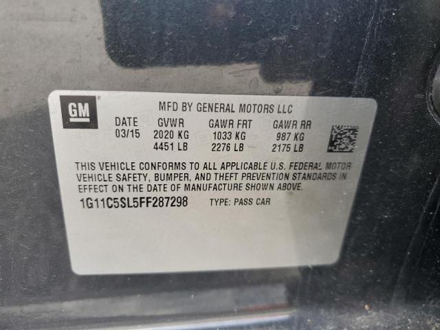 1G11C5SL5FF287298 - 2015 CHEVROLET MALIBU 1LT შავი ფოტო 10