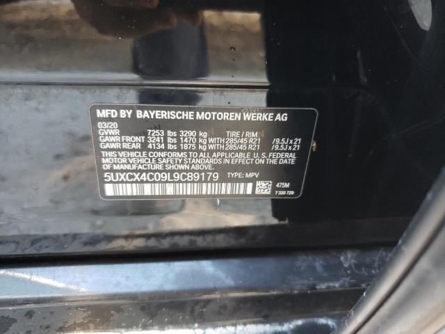 5UXCX4C09L9C89179 - 2020 BMW X7 XDRIVE5 BLACK photo 10