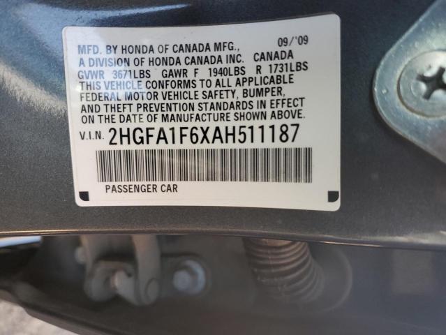 2HGFA1F6XAH511187 - 2010 HONDA CIVIC LX-S Boz foto 10