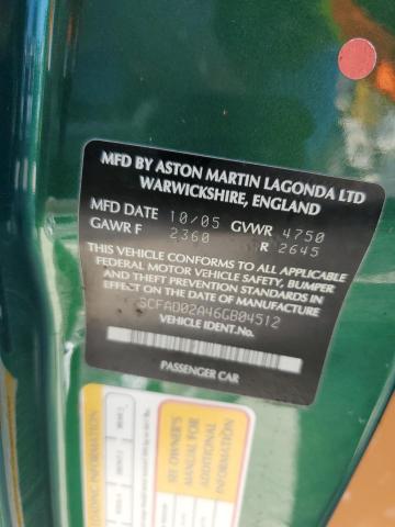 SCFAD02A46GB04512 - 2006 ASTON MARTIN DB9 VOLANT GREEN photo 10