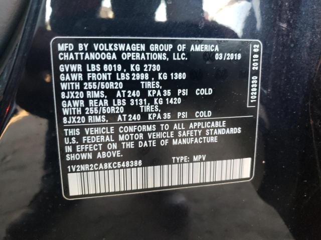 1V2NR2CA8KC548386 - 2019 VOLKSWAGEN ATLAS SEL Qara foto 10