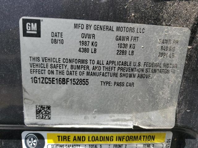 1G1ZC5E16BF152855 - 2011 CHEVROLET MALIBU 1LT 灰色 照片 10