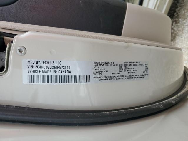 2C4RC3GGXMR573910 - 2021 CHRYSLER PACIFICA L WHITE photo 10