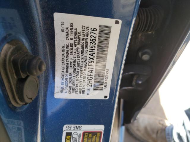 2HGFA1F9XAH536276 - 2010 HONDA CIVIC EXL Mavi foto 10