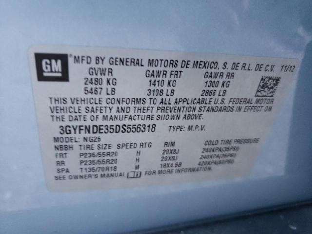 3GYFNDE35DS556318 - 2013 CADILLAC SRX PERFOR 蓝色 照片 10