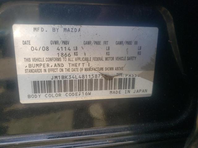 JM1BK34L481158758 - 2008 MAZDA SPEED 3 BLACK photo 10