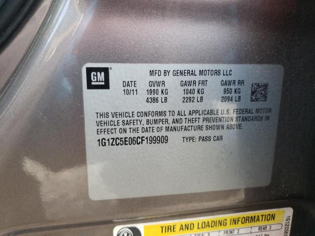 1G1ZC5E06CF199909 - 2012 CHEVROLET MALIBU 1LT თაფლისფერი ფოტო 10