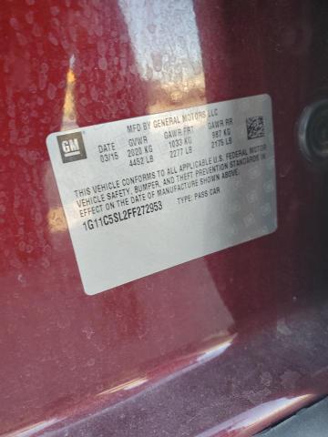 1G11C5SL2FF272953 - 2015 CHEVROLET MALIBU 1LT მუქწითელი ფოტო 10