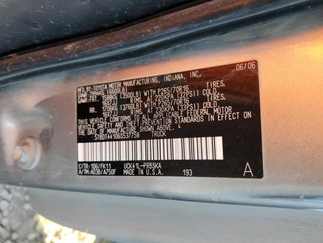 5TBDT44106S537758 - 2006 TOYOTA TUNDRA DOU SILVER photo 10