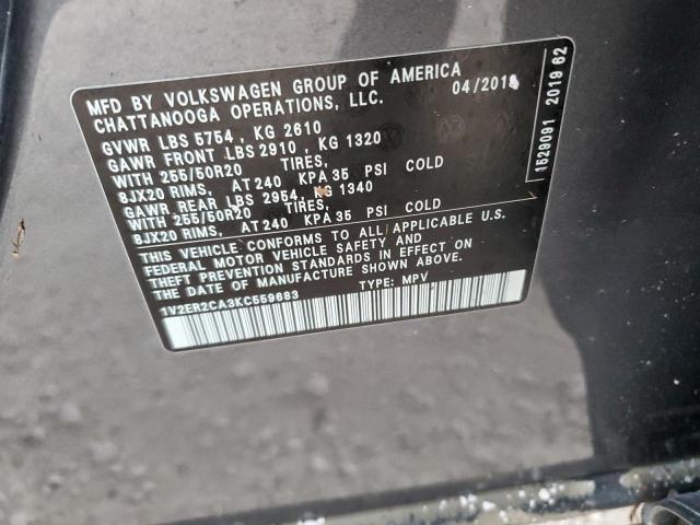 1V2ER2CA3KC559683 - 2019 VOLKSWAGEN ATLAS SEL Boz foto 14