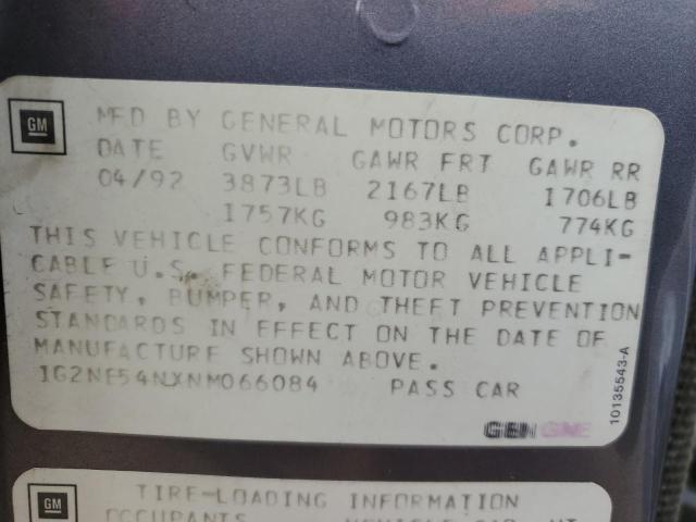 1G2NE54NXNM066084 - 1992 PONTIAC GRAND AM S BLUE photo 10